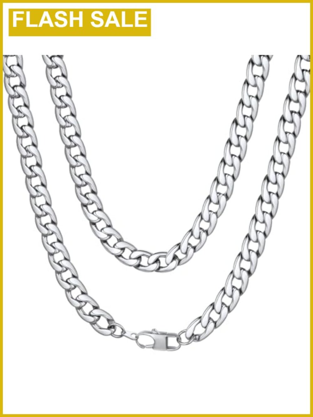 Mens Stainless Steel Cuban Link Chain Necklace Gift Box